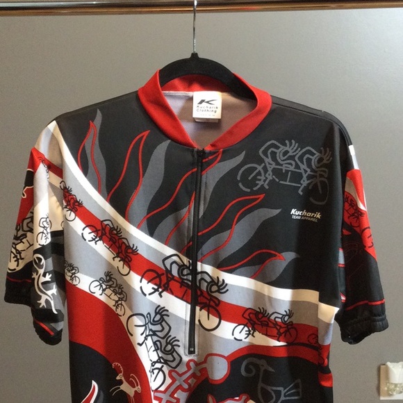 XL Kucharik red/black Kokopelli unisex bicycle jersey - Picture 5 of 15